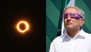 AMLO disfrutó del eclipse solar en Mazatlán, y para ello usó lentes especiales