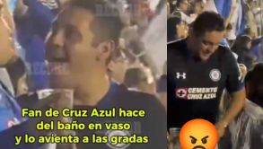 Aficionado de Cruz Azul lanzó vaso de orina en el Estadio durante el Clásico Joven