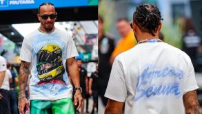 Lewis Hamilton arriba al GP de Brasil con playera en honor a Ayrton Senna