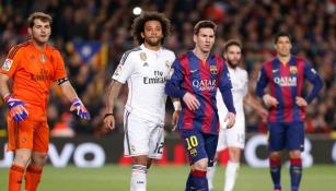 Messi y Marcelo esperan un centro en el último Clásico