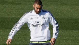 Karim Benzema, en un entrenamiento del Real Madrid