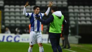 Héctor Herrera, durante la celebración de un gol 