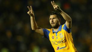 Gignac festeja un gol con Tigres