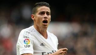 James Rodríguez celebra un gol con el Real Madrid