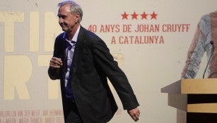 Johan Cruyff durante un evento con el Barcelona