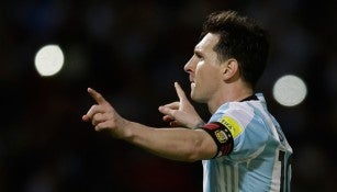 Messi celebra un gol con la selección de Argentina