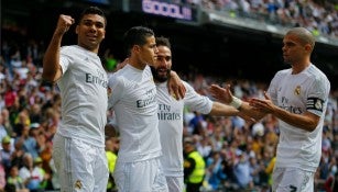 James, Danilo, Pepe y Jesé celebrando el primer gol ante el Eibar