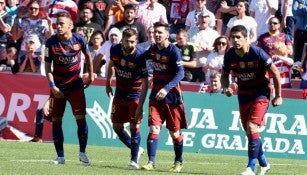 Los jugadores del Barcelona celebrando un gol