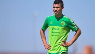 Hirving Lozano, durante una práctica del Tri