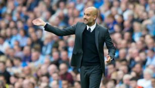 Pep Guardiola, durante en partido entre el Manchester City y Sunderland en la Premier