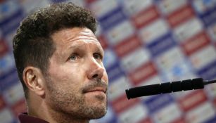  El entrenador del Atlético de Madrid, Diego Pablo Simeone, durante rueda de prensa