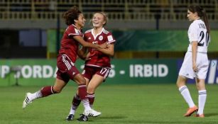 Dayana Cazares celebra su gol frente a Jordania en el Mundial Sub 17