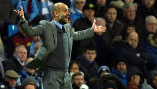 Pep Guardiola durante el partido contra Barcelona