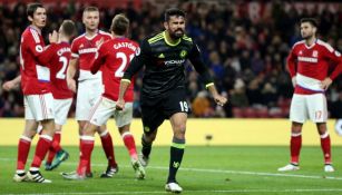 Diego Costa festeja su anotación contra el Boro