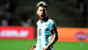 Messi celebra un gol con la selección de Argentina durante las eliminatorias de Conmebol