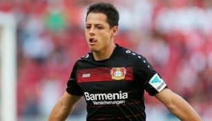 Javier Hernández en un encuentro del Leverkusen