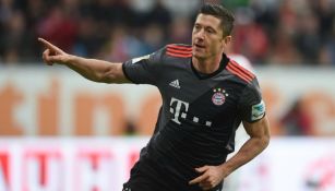 Lewandowski festeja una anotación con el Bayern Munich