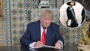 Donald Trump, presidente de EU, firmando un acuerdo