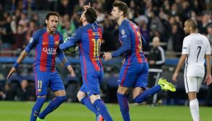 Messi festeja gol frente al PSG en Champions League