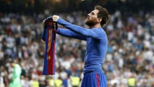 Messi celebra su gol 500 con el Barcelona