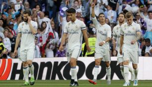 Cristiano celebra su anotación contra el Sevilla en La Liga 