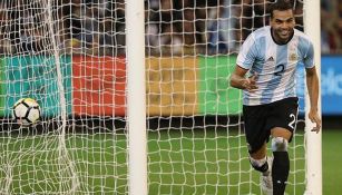 Mercado celebra el gol del triunfo de Argentina frente a Brasil