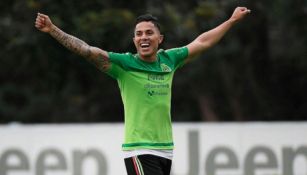 Salcedo, durante la concentración con el Tri