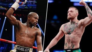 Mayweather y McGregor levantan la mano como victoriosos