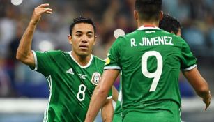 Marco Fabián festejando el gol ante Alemania