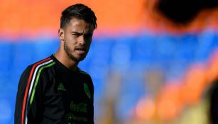 Diego Reyes, durante el entrenamiento de la Selección Nacional de México