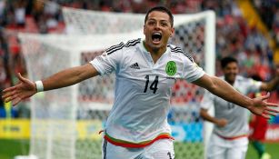 Chicharito celebra el gol contra Portugal 