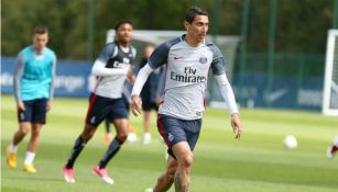 Ángel Di María, en un entrenamiento con el PSG