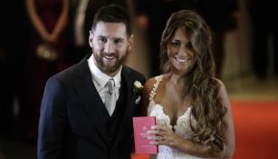 Lionel Messi y Antonella Rocuzzo el día de su boda