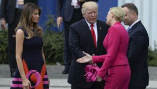 La primera dama de Polonia ignorando el saludo de Trump