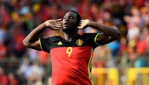 Lukaku festeja un gol con la Selección de Bélgica