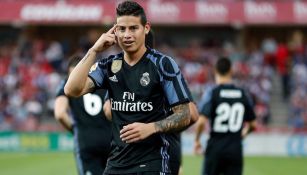 James celebra una anotación con el Real Madrid en La Liga 