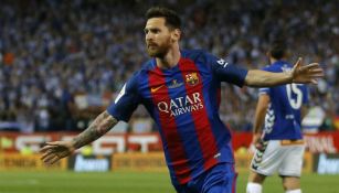 Messi celebra un gol con el Barcelona 