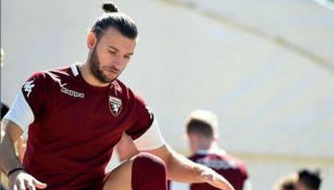 Gastón Silva en un entrenamiento del Torino