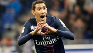 Di María celebra una anotación con el PSG