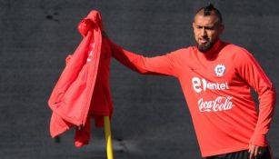 Arturo Vidal en un entrenamiento de la Selección de Chile