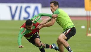 Andrés Guardado, durante un entrenamiento con el Tri