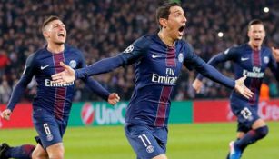 Ángel Di María celebra un gol con el PSG