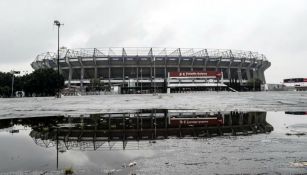 Inmediaciones del Estadio Azteca encharcadas tras la lluvia 