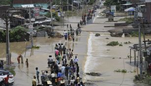 Zona afectada en India tras las fuertes lluvias