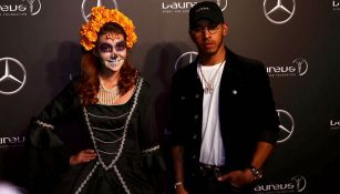 Lewis Hamilton en la fiesta de Mercedes