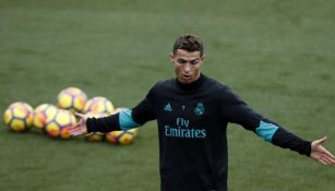 Cristiano Ronaldo, durante el entrenamiento del Real Madrid