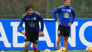 Alejandro Arribas, durante un entrenamiento con el Dépor