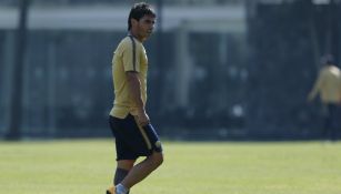 Matías Alustiza en un entrenamiento de Pumas