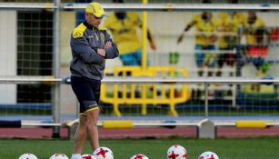 Paco Jémez durante el primer entrenamiento con Las Palmas