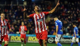 Diego Costa celebra su anotación con el Atlético 